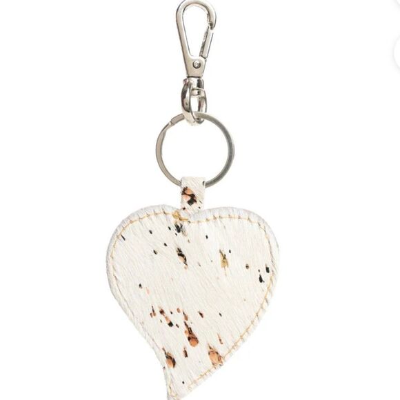 Myra Bag Hearts Love Key Fob/White/Brown - Picture 5 of 6